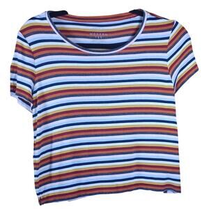 Aero Striped Baby Tee Seriously Soft Cropped Multi-Color Stripe Size S Y2K Indie